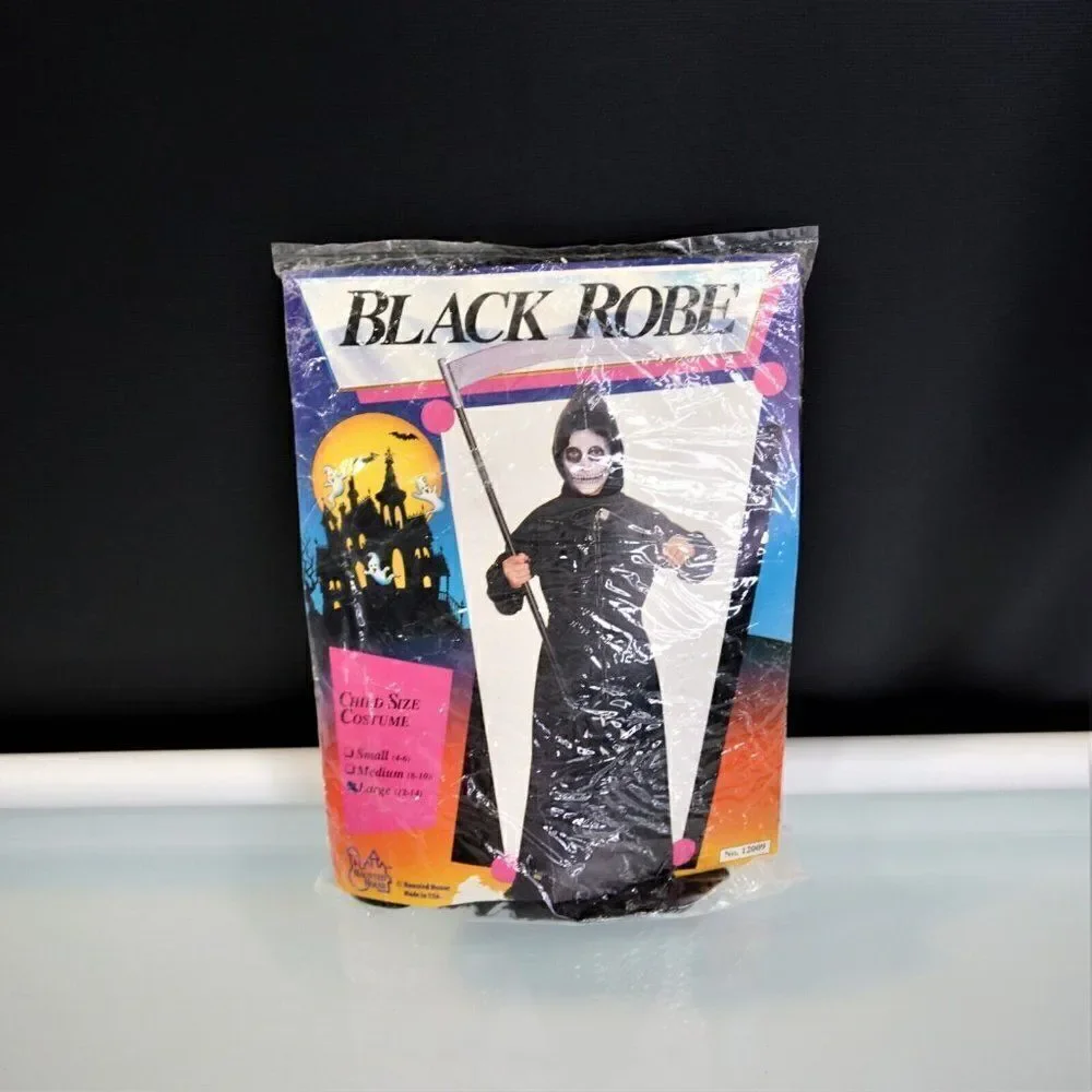 Halloween Black Robe Vintage Kids Costume Haunted House Sz Large (12-14) - Picture 7 of 7